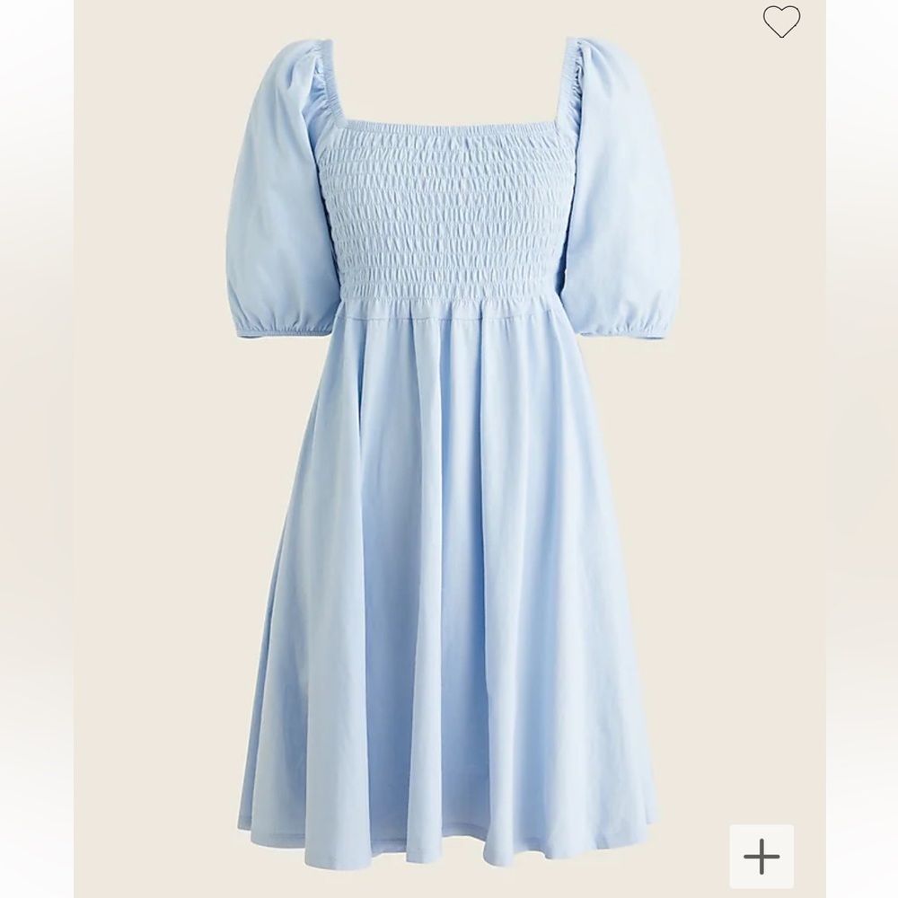NWT J. Crew Broken in Jersey Light Blue Smocked Babydoll Dress, M
